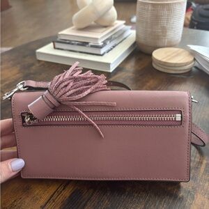 Elegant Pink Leather Crossbody Bag